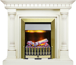 Каминокомплект Dimplex Dallas очаг Danville Antique Brass FB2 слоновая кость с патиной Dimplex Dallas очаг Danville Antique Brass FB2 слоновая кость с патиной