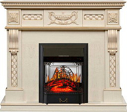 Каминокомплект Royal Flame Corsica с очагом Majestic FX M Black слоновая кость с патиной Royal Flame Corsica с очагом Majestic FX M Black слоновая кость с патиной
