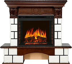 Каминокомплект Royal Flame Pierre Luxe с очагом Vision 23 EF LED FX белый/темный дуб Royal Flame Pierre Luxe с очагом Vision 23 EF LED FX белый/темный дуб